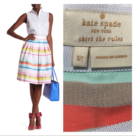 Kate Spade Ribbon Cape Rainbow Stripe Skirt - Picture 2 of 6